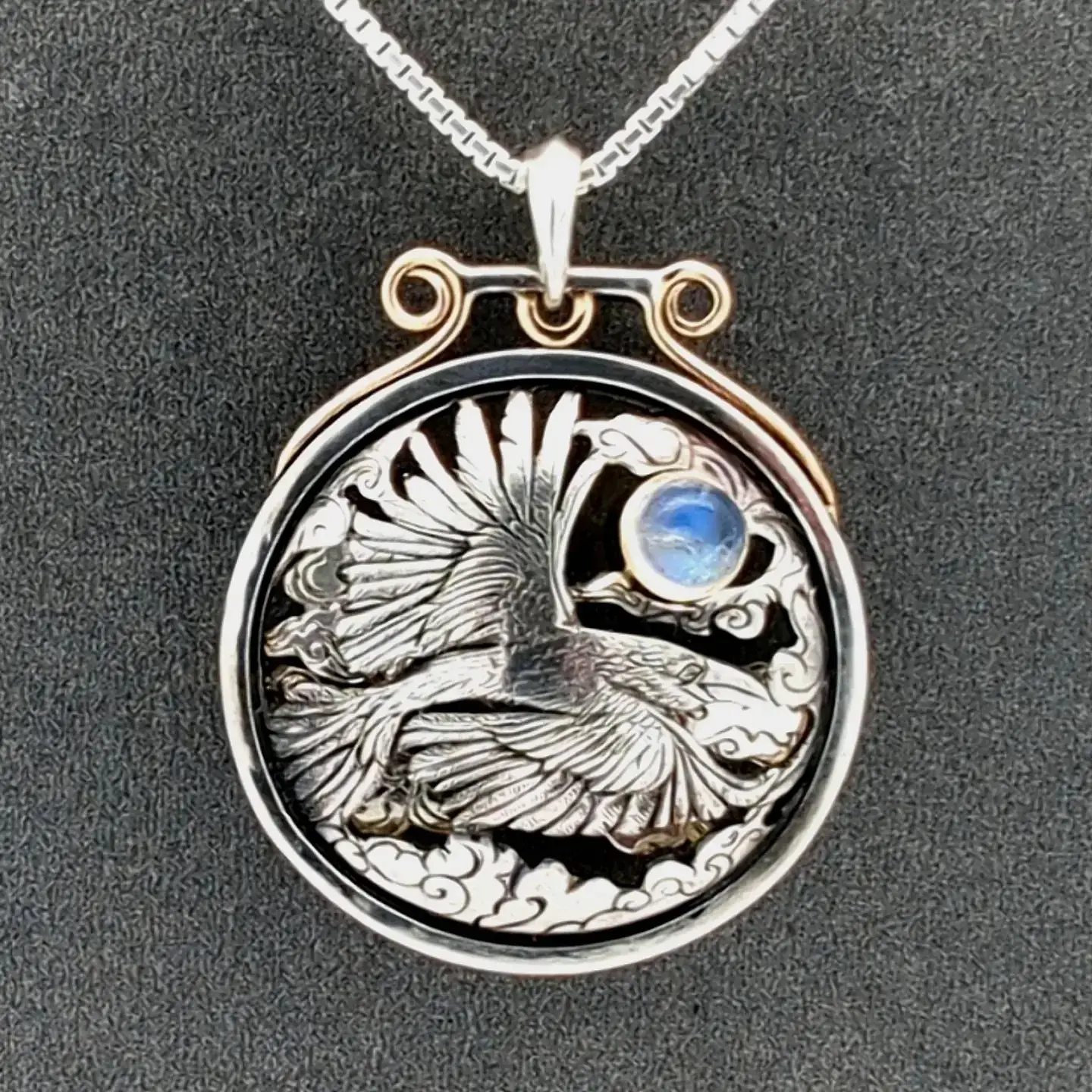Raven Flying by the Moon Illustrated Jewel Medallion – Modern Heirloom® Handcrafted Jewelry